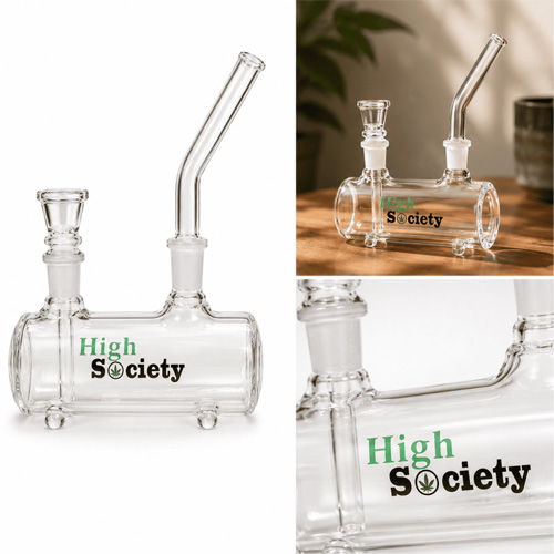 High Society Lay-Down Glass Bong, 17 cm