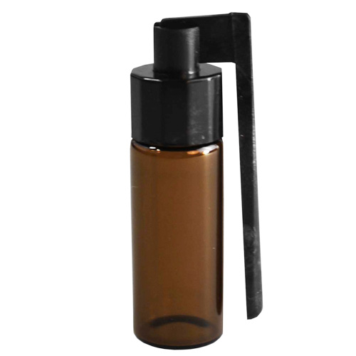 Snuff jar bottle with spoon - brown glass